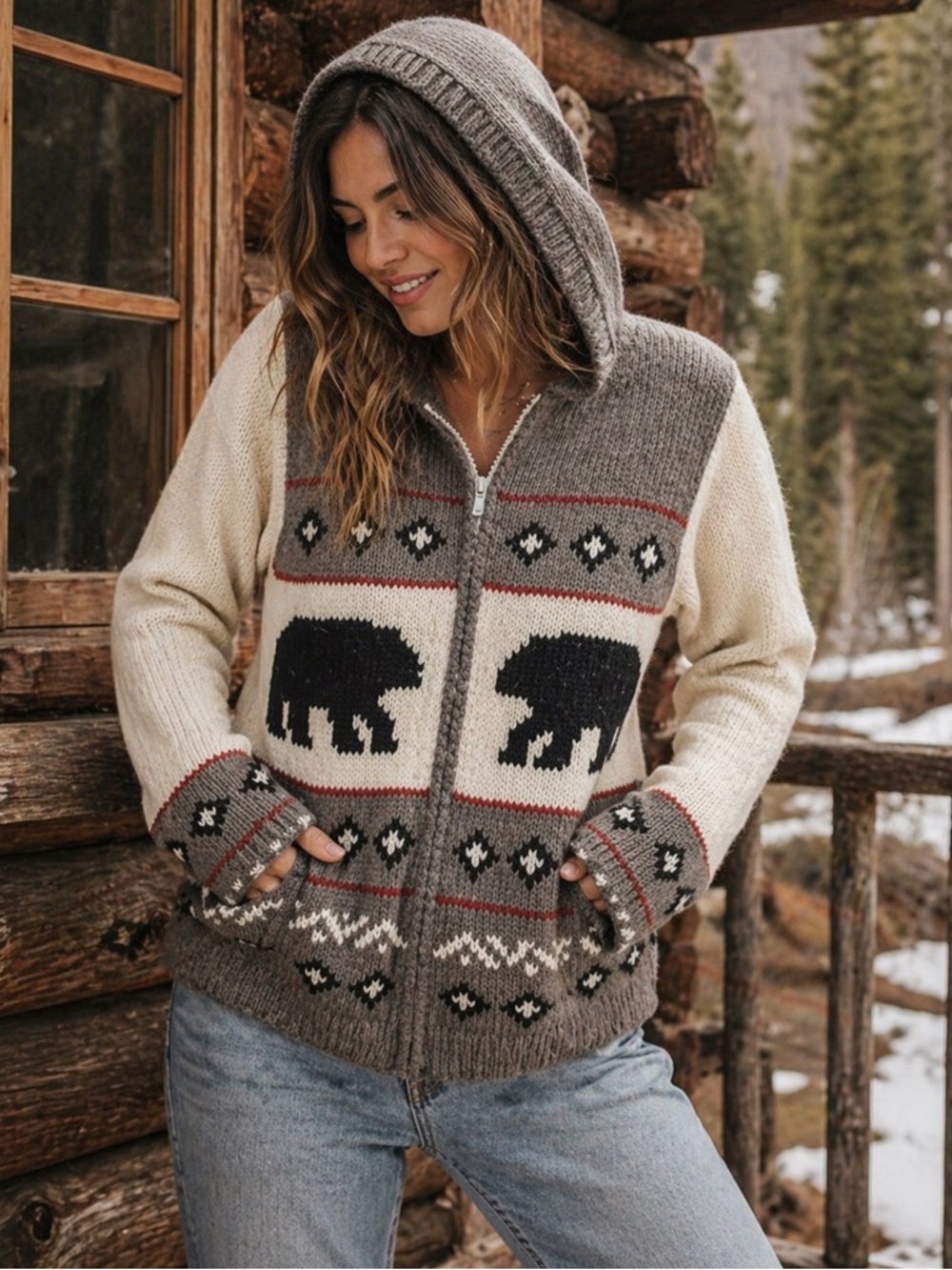 VTG Earth Ragz Bear Hooded Sweater